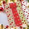 5Yards Round Dot Burlap Ribbon With Wire Edges For Christmas Tree Decorations Crafts Gift Wrapping