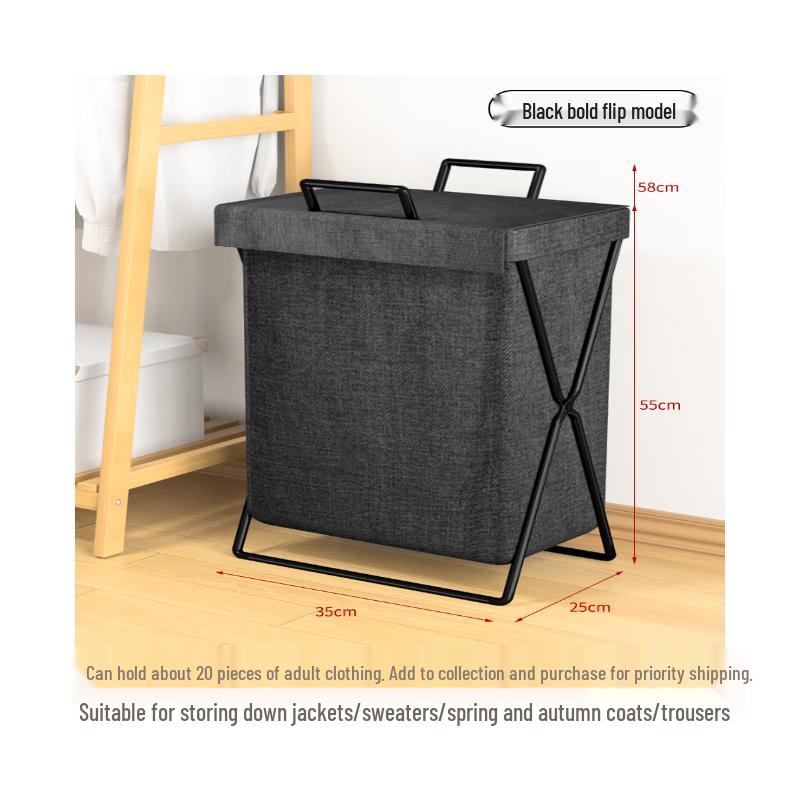 Shixun Foldable Iron Storage Basket with Flip Lid