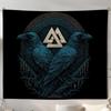Tapestry Crow of the Vikings with Blue Rolled