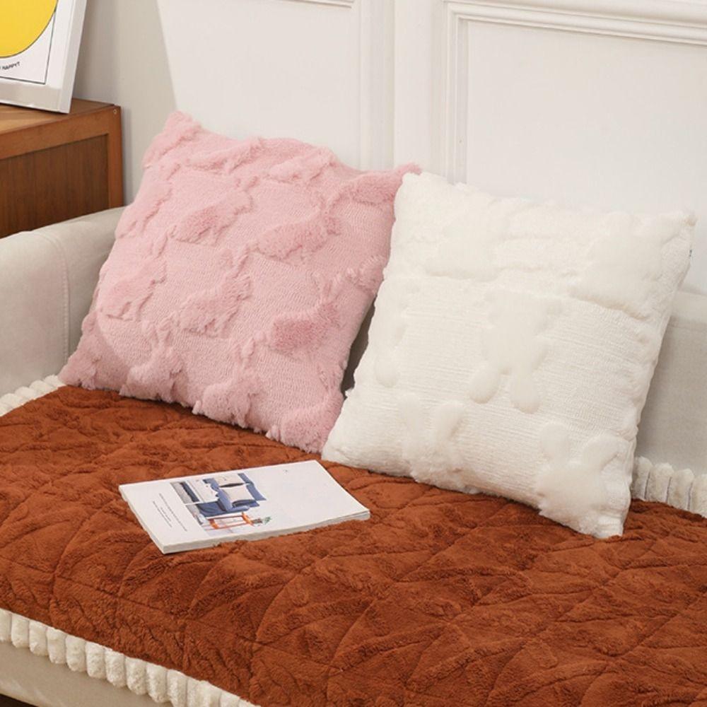 Plush Backrest Cover Warm Pillowcase Cozy Sofa Cushion Cover  Easter
