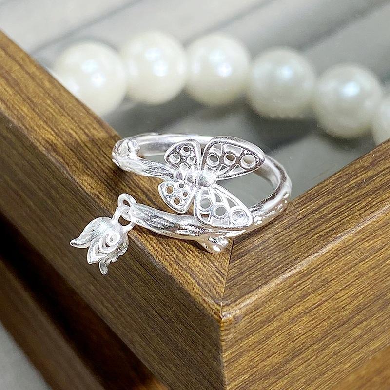 Lila Zirkon Schmetterling Maiglöckchen Fransen Offener Ring Exquisit Sanft Licht Luxus Hochwertiger Sternblume Stapelring