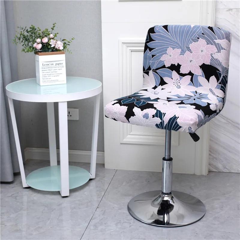 Flower Bar Stool Chair Cover Low Back Chair Slipcovers Spandex Seat Case Elastic Office Chair Cover Dining Seat Protector