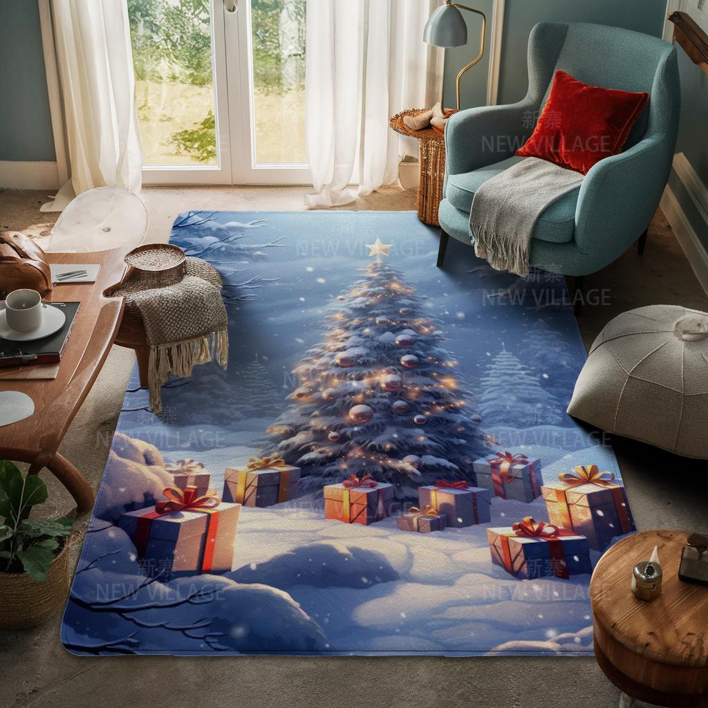 House Entrance Carpet Home Door Mat Living Room Bath Foot Bathroom Non-slip Water Absorption Rugs Bath Merry Christmas Winter