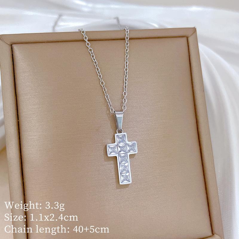 Stainless Steel Punk Hip-Hop Style Necklace Temperament Simple Front Buckle Collarbone Chain