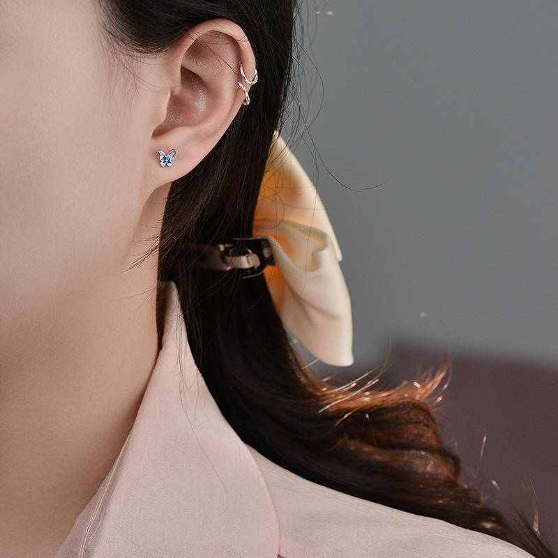 Blue Butterfly Earrings Versatile and Fresh Fairy Earrings Niche Design High-end Earrings