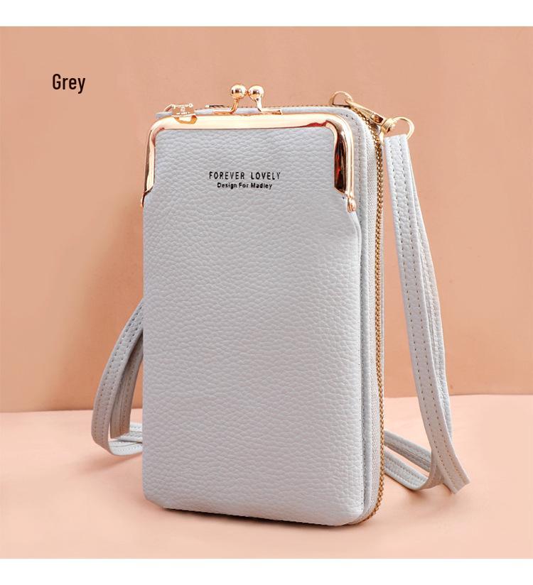 2025 Women's Korean Style Lychee Grain Large Capacity Crossbody Phone Bag & Wallet.