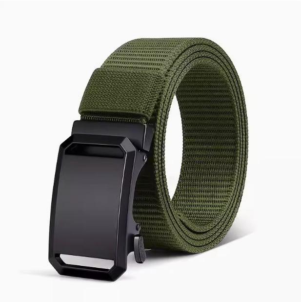 Men's Nylon Stretch Canvas Tactical Belt with Automatic Buckle - Versatile, Holeless Design for Outdoor and Casual Wear