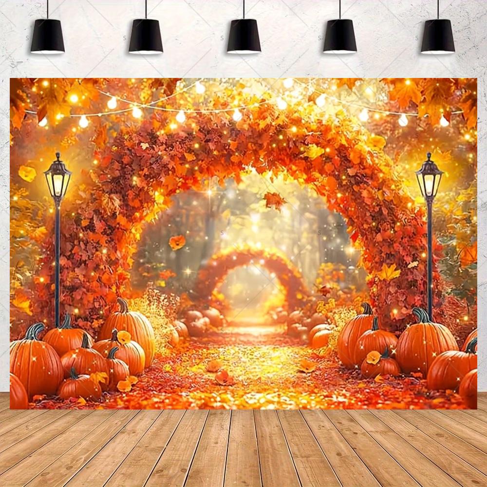 Autumn maple forest themed backdrop for adult birthday party decorations, photo banner, accessories3866