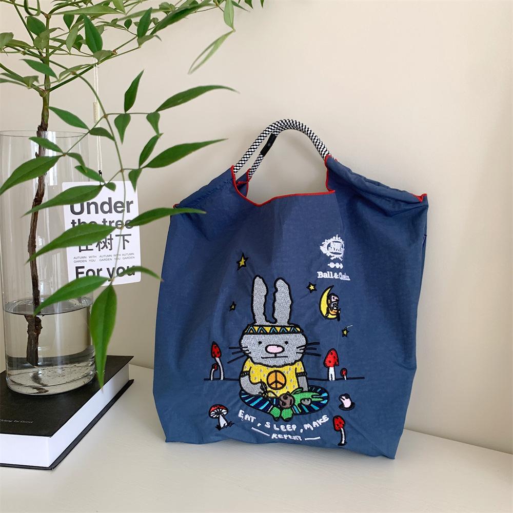 

Ballchain cartoon embroidered shopping bag tie tote bag shopping fashion portable shoulder bag