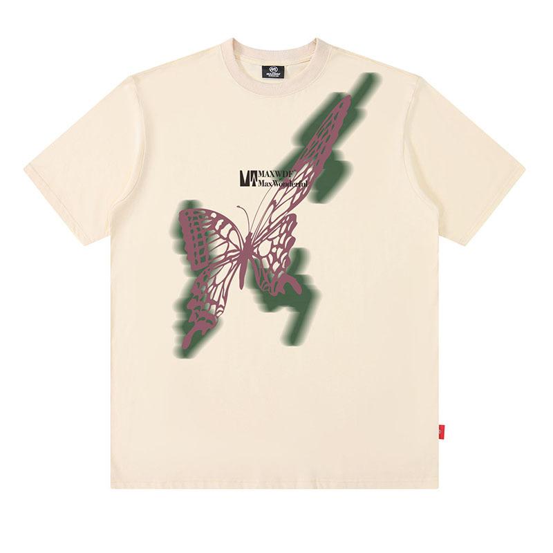 Trendy Brand Men'S T-Shirt American Street Trend Design Butterfly Printing Cotton Short-Sleeved T-Shirt Men And Women
