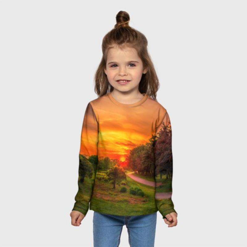 Children's Unicorn Print Tie Dye Cute T-shirts Boys Long Sleeved Fashionable Soft Comfortable Top