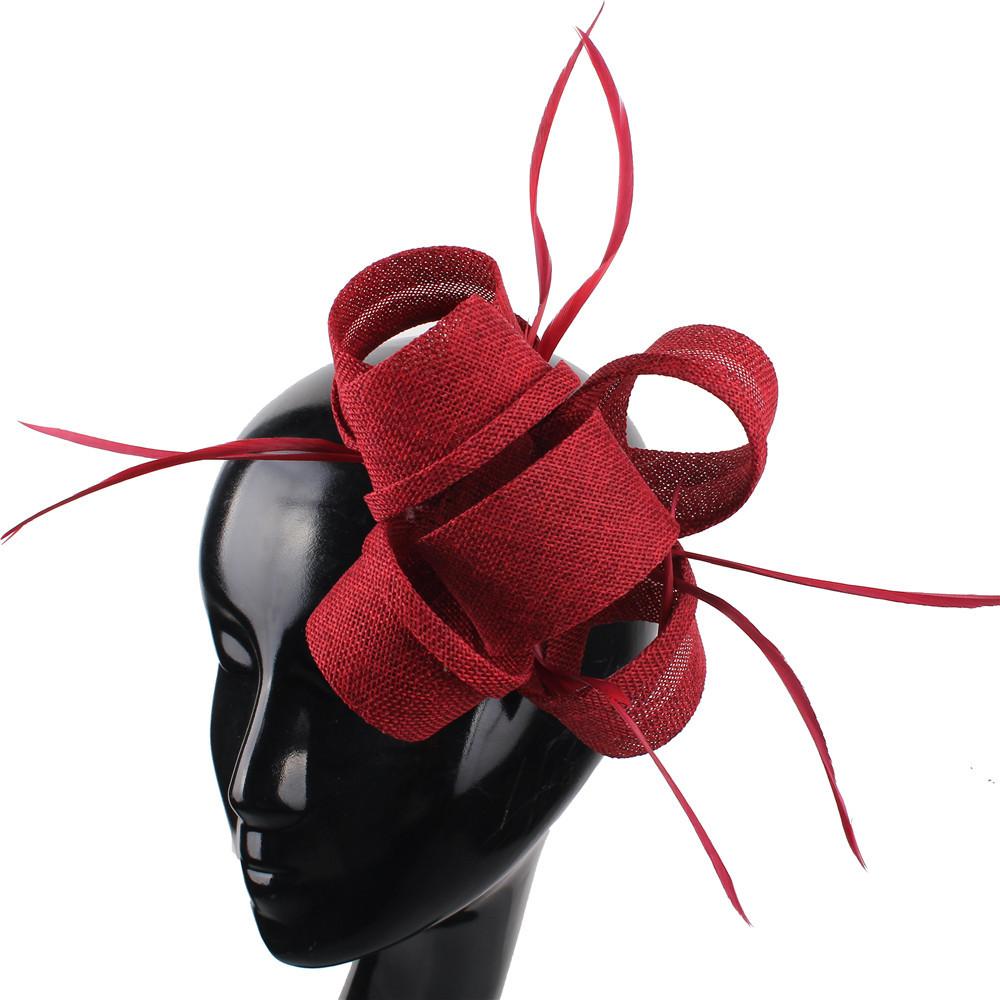 

Watermelon Red Exquisite Bow Headband Imitation Hemp Yarn Headgear British Hair Accessories Socialite Ball Reception бордовый