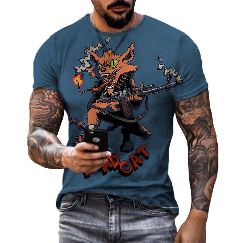 Summer Round Neck 3D Halloween Print Top Fashionable Casual Short Sleeved Men's T-shirts