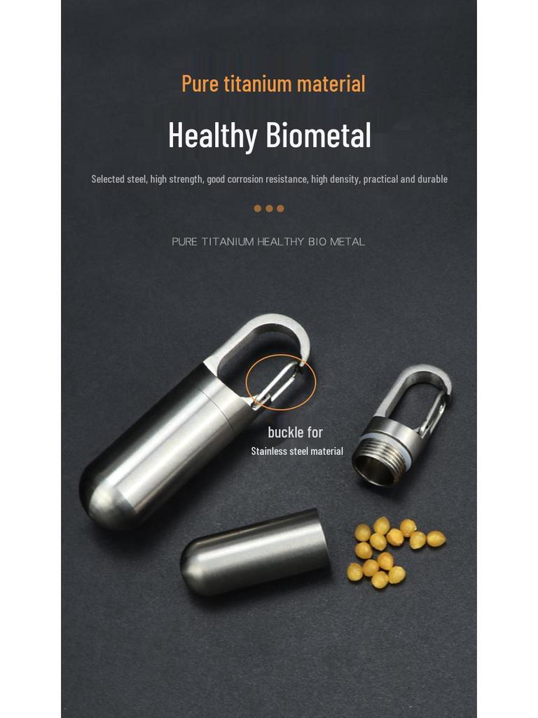 Wasserdichte Hänge-Pillendose aus Reintitan: Tragbare versiegelte Aufbewahrung für Medikamente