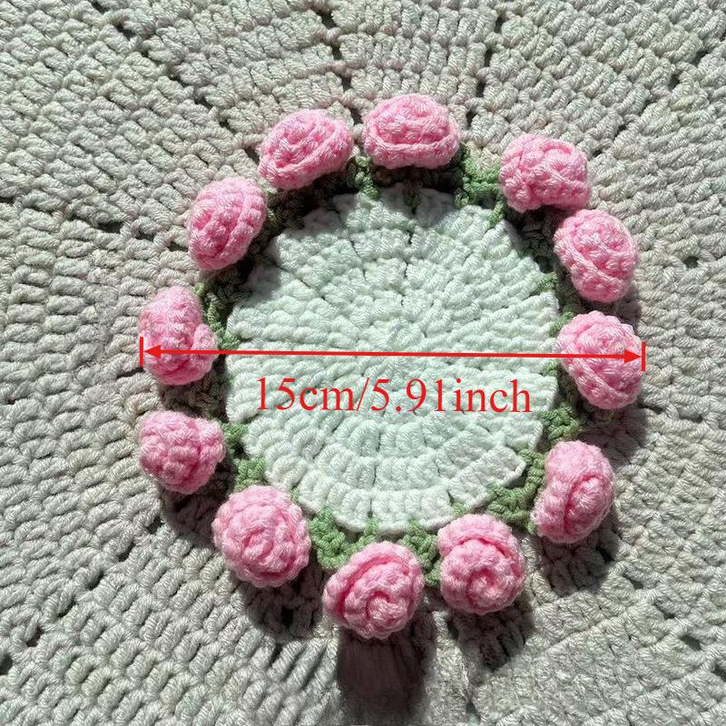 1PC Handmade Crochet Rose Coaster DIY Knitted Flower Insulated Cup Mat Mini Bouquet Creative Design Gift for Home Office Decor