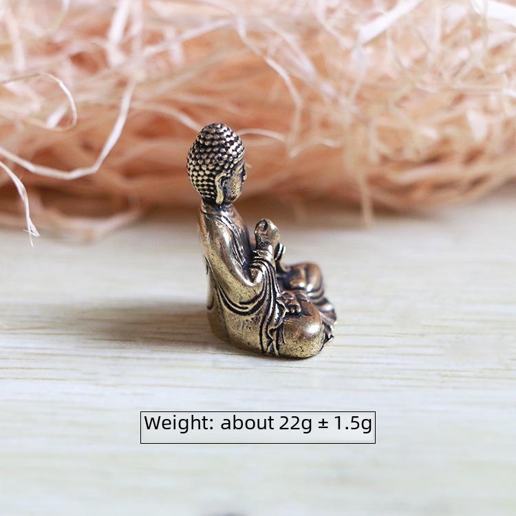 Mini Brass Sakyamuni Buddha Statue - Car Ornament & Desktop Decoration, Chinese Gift
