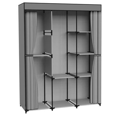 Wardrobe With 8 Shelves Celina Anthracite With Curtain