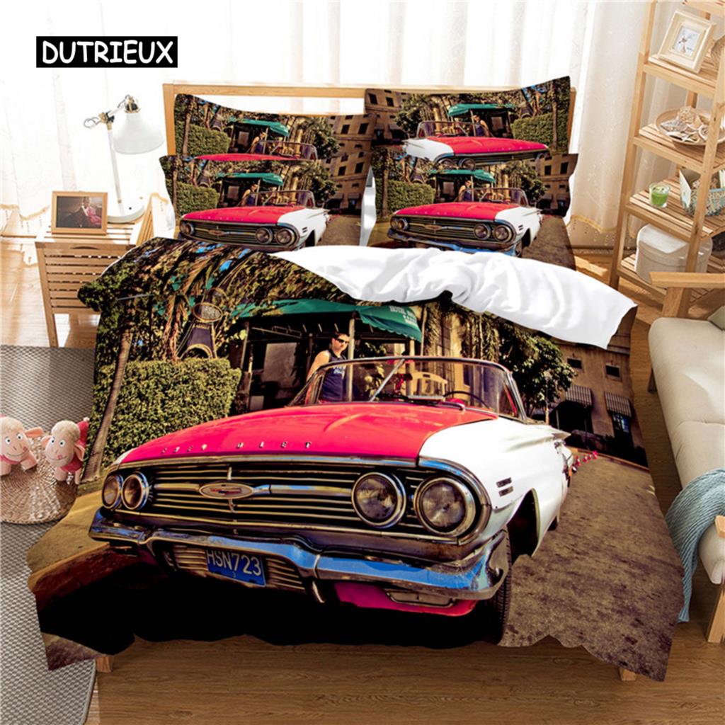Roadster Sengetøysett Dynetrekksett 3d Sengetøy Digitaltrykk Sengetøy Queen Size Sengetøysett Motedesign