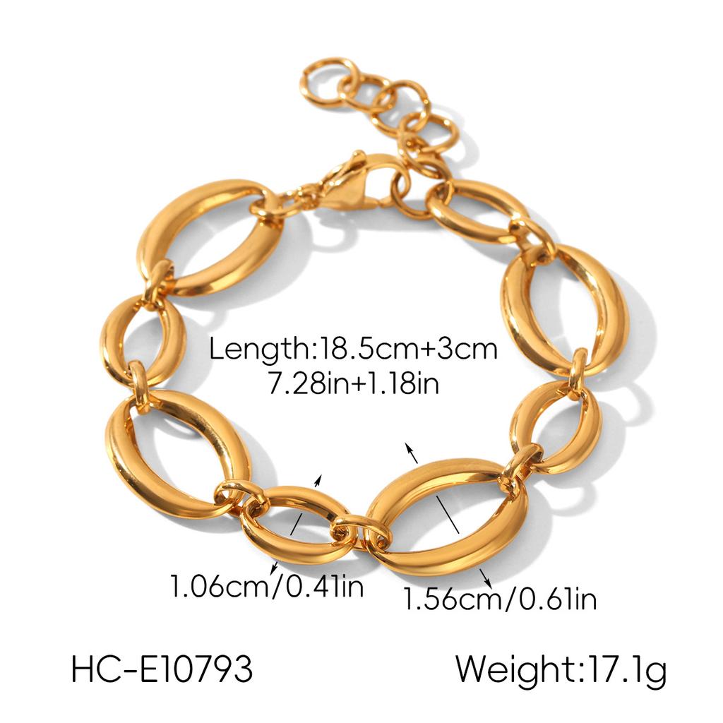 Color-block geometric oval bracelet for women, vintage Maillard style gradient amber hand jewelry, titanium steel accessories