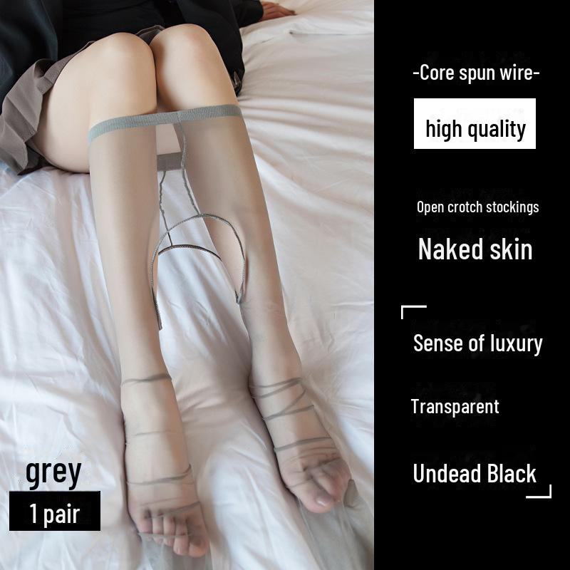 

Женские черные чулки с открытым шаговым швом — ультратонкие, 0D, с защитой от зацепов, разрываемые вручную, сексуальные и с возможностью индивидуальной подгонки. Sexy open crotch серый