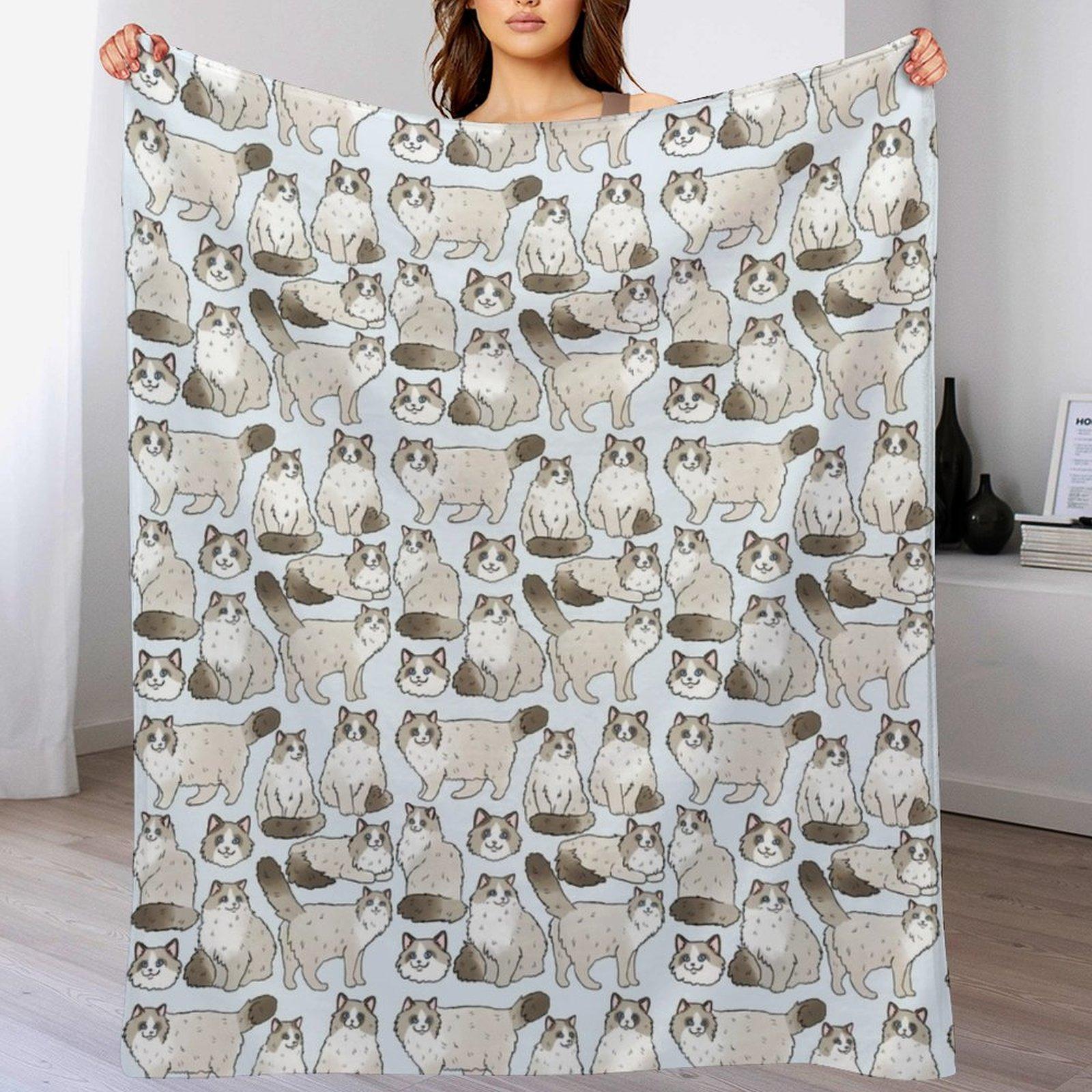 

Ragdoll cute cat pattern Throw Blanket Air Conditioner Soft Blanket for Office Home 102x76cm(40x30in)