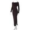 Women Spring Autumn Long Sleeves Dress Ladies Sexy One Piece Solid Full Length Dress