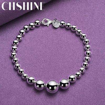 CHSHINE 925 Sterling Silver Beaded Chain Bracelet For Women Men Wedding Party Fashion Charm Jewelry