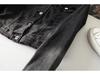 Women's Black Stretch Denim Jacket - Retro, Versatile, Short Spring Outerwear