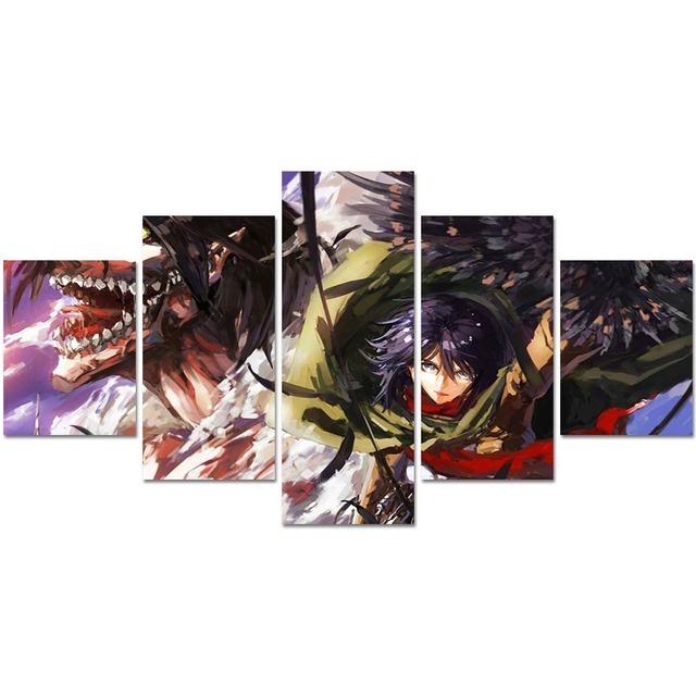 No Frame Modular 5 Pieces ATTACK ON TITAN Poster Canvas Painting Anime Characters Print Picture Living Room Home Decor Wall Art