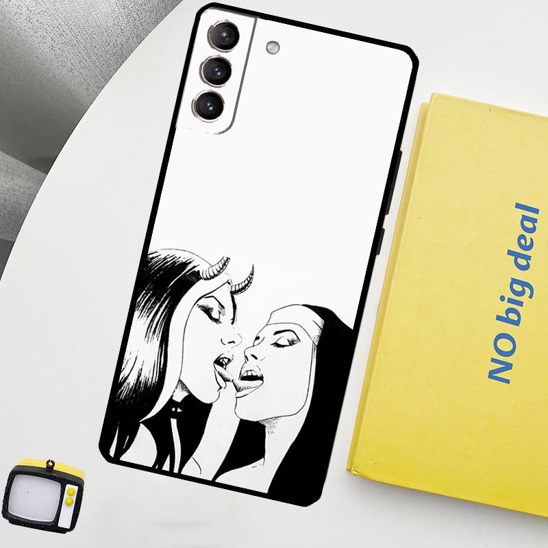 Demon Nun Devil Satan Cross Phone Case For Samsung Galaxy S25 S26 Ultra S21 S22 S23 S24 Ultra S10 S20 Plus S25 FE Cover