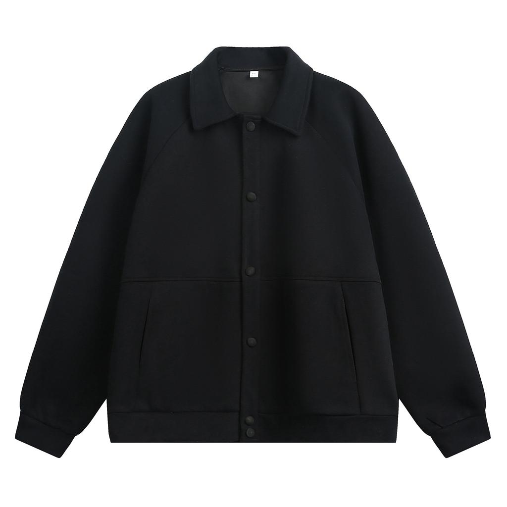 Mens Loose Turn Down Collar Raglan Sleeve Casual Short Jacket Outerwear