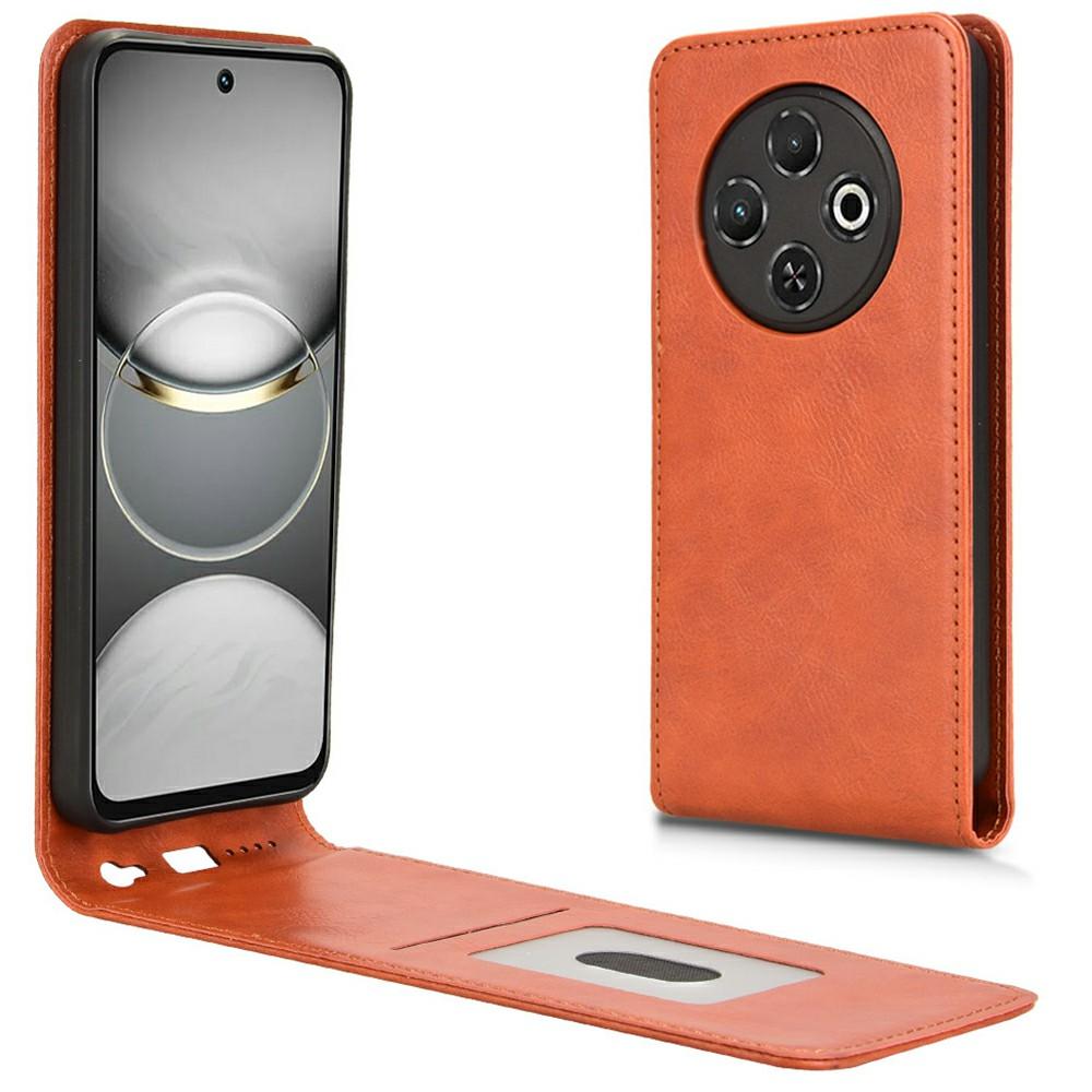 

For TECNO Spark 30C 4G Case with Card Slot Magnetic Vertical Flip Leather Phone Cover Orange