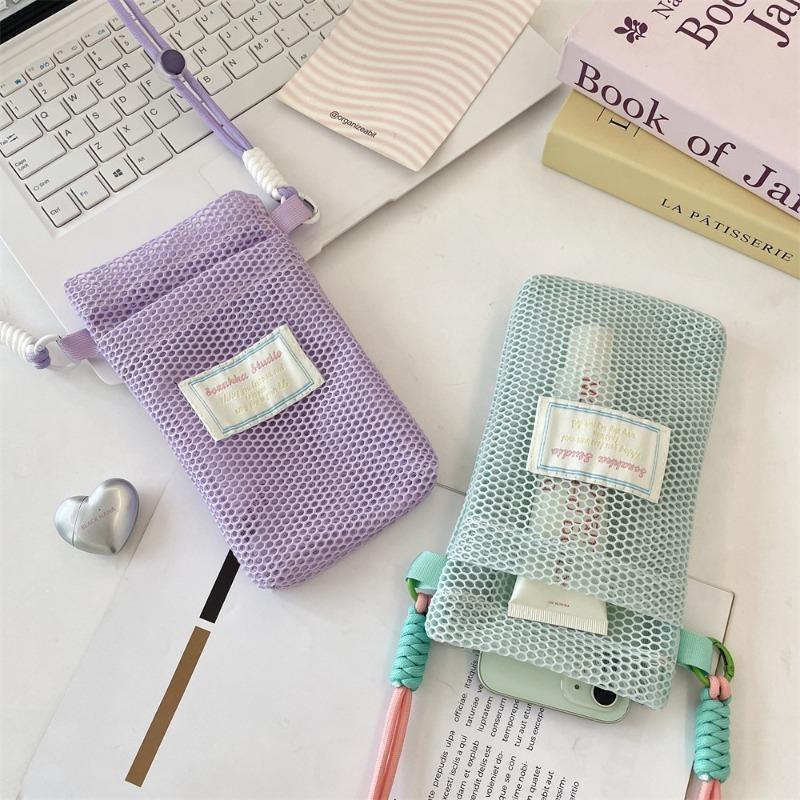 Summer New Fresh Mobile Phone Bag for Women Style Cute Shoulder Bag Crossbody Mesh Portable Cosmetics Storage Pouc Crossbody Bag