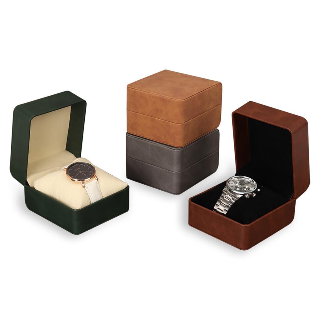 PU Leather Watch Box Luxury Flip Watches Storage Boxes Man Jewelry Organizer Packaging Case Portable Gift Watch Box (no Watch)