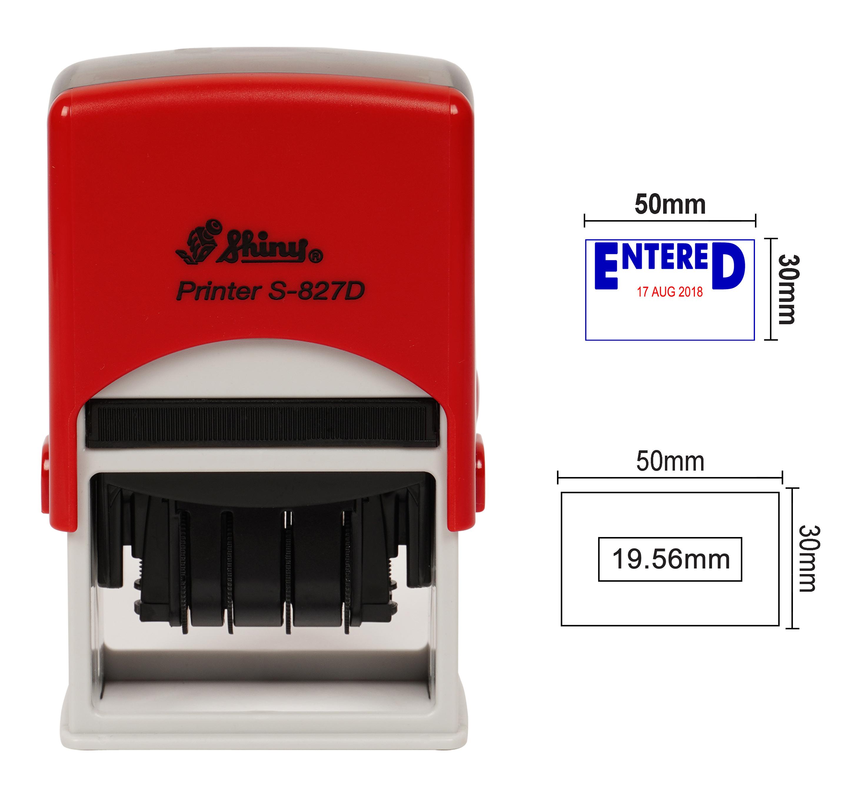 

Self Inking Shiny Date Stamper With Entered Text Ofiice Stationery Rubber Stamp Blue With Red Date - 50 mm x 30 mm синій