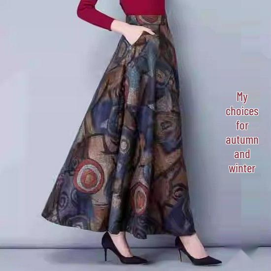 Damen Winter Wollrock mit hohem Bund, A-Linie, mittellang - Warm, Vielseitig, Kälteschutz, Figurschmeichelnd, Weiter Saum.