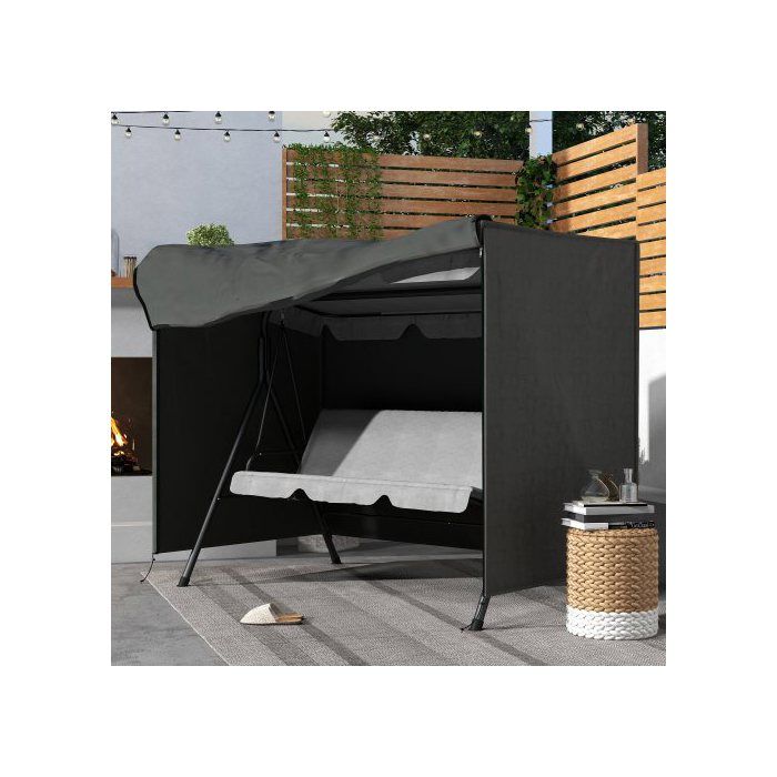 Outsunny Hollywood 3-seater swing cover, hood, ripstop 600D Oxford, 205x124x164cm Dark grey