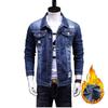 Giacca di Jeans Uomo Pile Ispessito Completo Versione Coreana Slim-fit Elastica Giacca di Jeans Taglie Forti Uomo