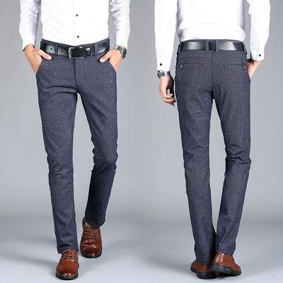 Pantalon décontracté extensible à la mode pour hommes, pantalon de printemps et d'automne en coton et lin, modèles Slim, pantalon droit d'âge moyen