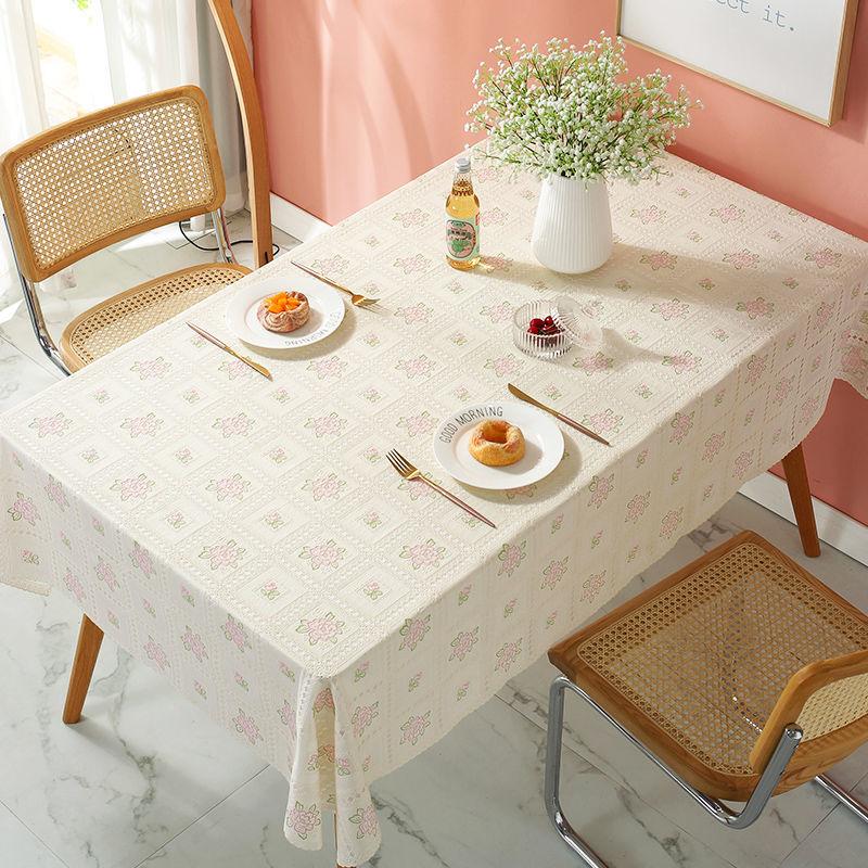 New PVC Tablecloth Waterproof and Oil Resistant Lace Tea Table Mat Tablecloth Tablecloth Bedside Table Cover Cloth