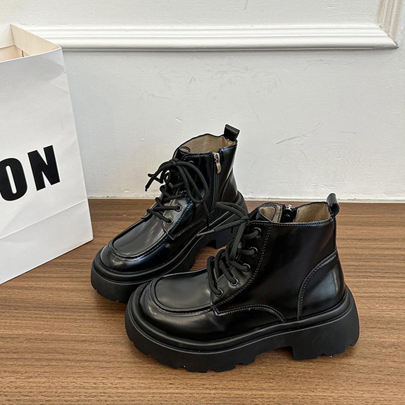 Fashion Platform Thick Bottom Women Motorcycle Boots Fashion Lace Up Shoes 2025 Autumn Winter Female Keep Warm Short Booties