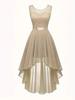 Luxury Elegant Chic High-End Short Front Long Slim Sleeveless Dress