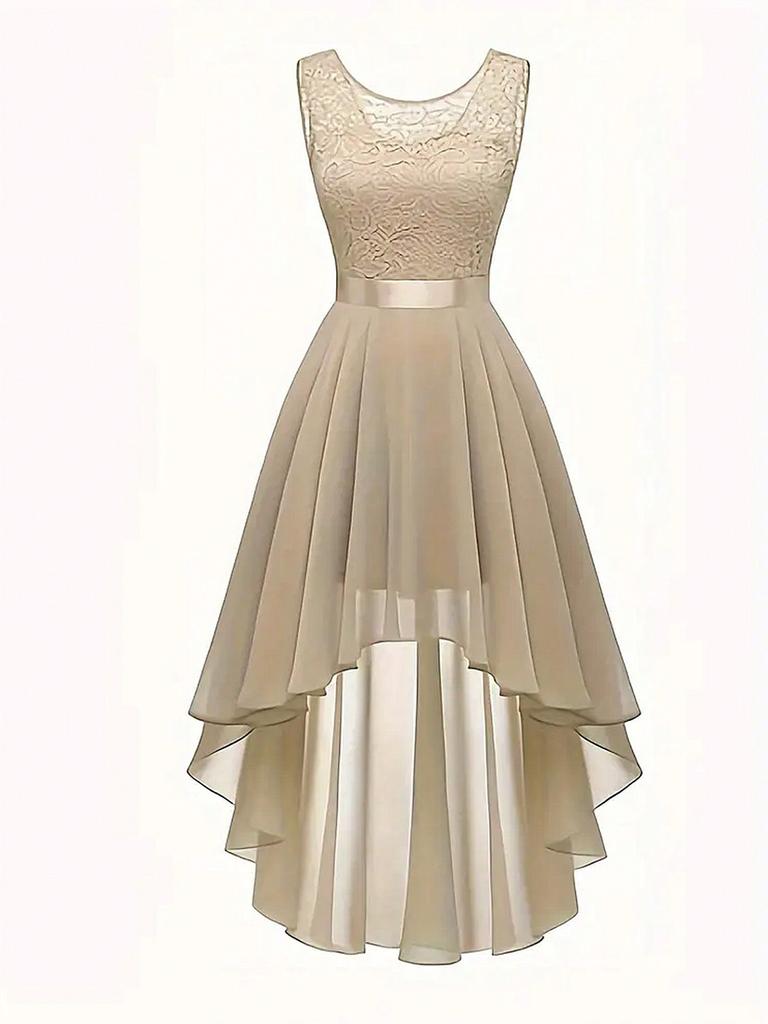 Luxury Elegant Chic High-End Short Front Long Slim Sleeveless Dress