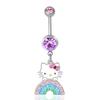 Sanrio Hello Kitty Belly Ring Women's Dangle 14G Stainless Steel Crystal 1.6mm