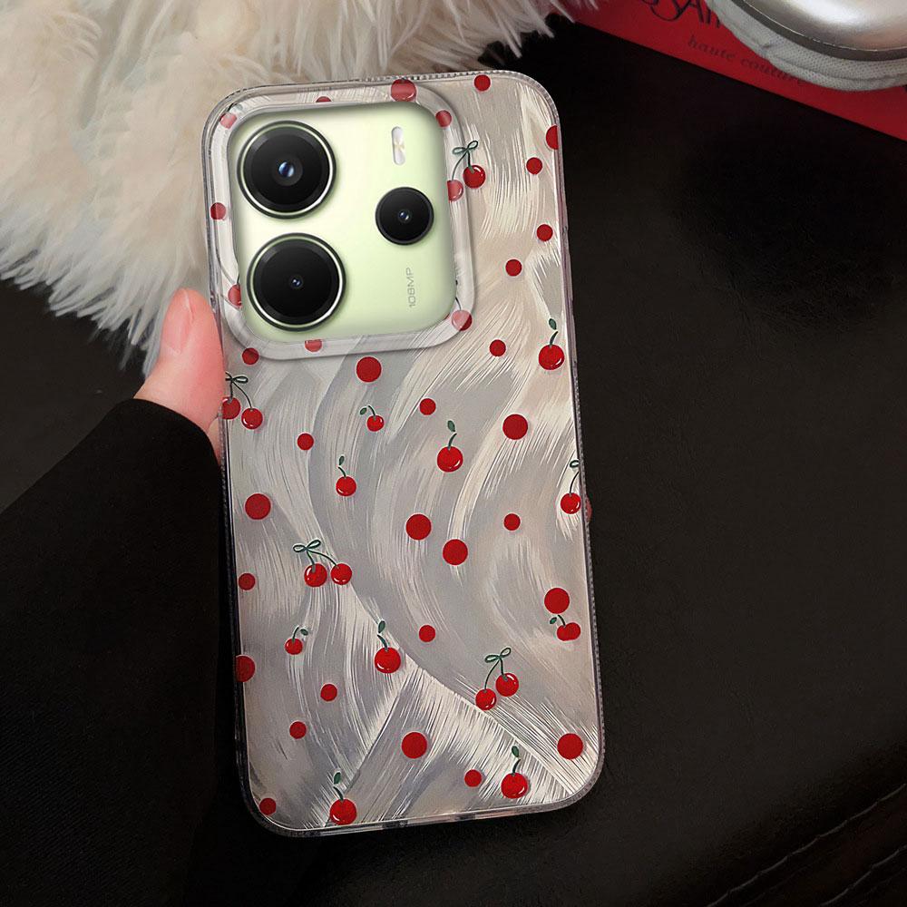 Summer Sweet Red Circular Dot Cherry Phone Case for Xiaomi Redmi 13C 14C A5 A3 A4 A3X Note 14 13 12 11 11S 10 Pro Silicone Cover