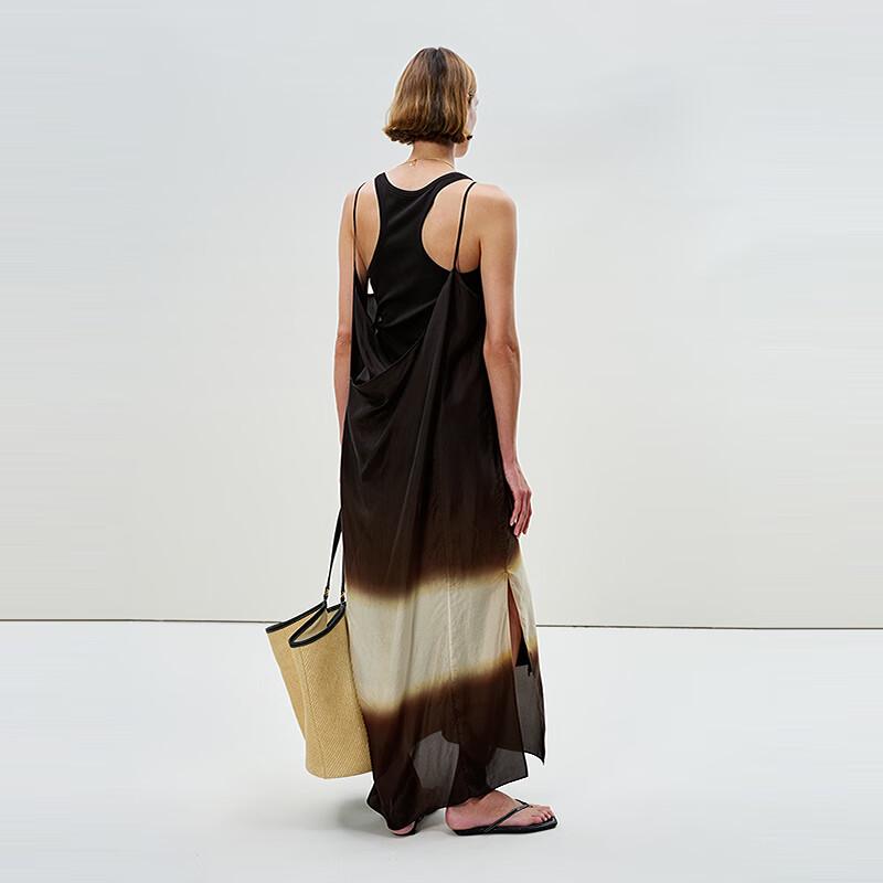 Less 2025 Summer Round Neck Strapless Silk Dress