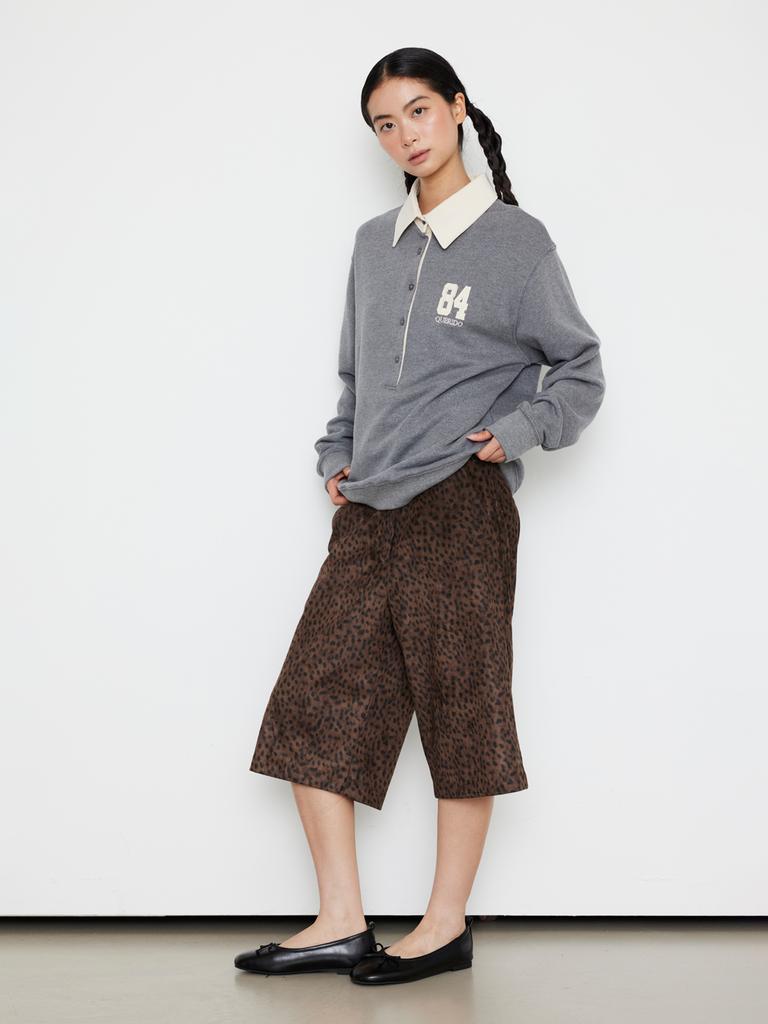 Kelidu Suede Leopard Bermuda Pants