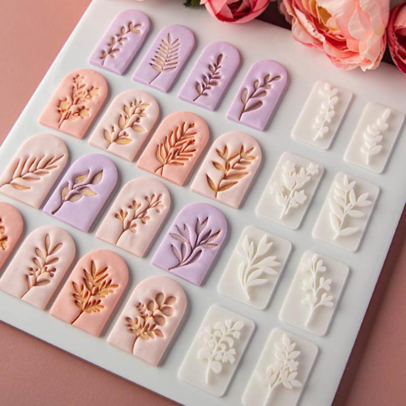 7Pcs Botanical Leaf Pattern Clay Earring Molds Set Fresh Plant Vine Leaves Clay Cutters Tools For Earring Pendant Jewelry Making