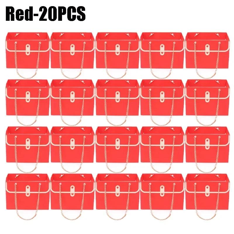 Flower Bags for Bouquets Small Flower Boxes for Arrangements with Metal Chain Cute Purse Paper Gift Box Floral Packing Tote Bags