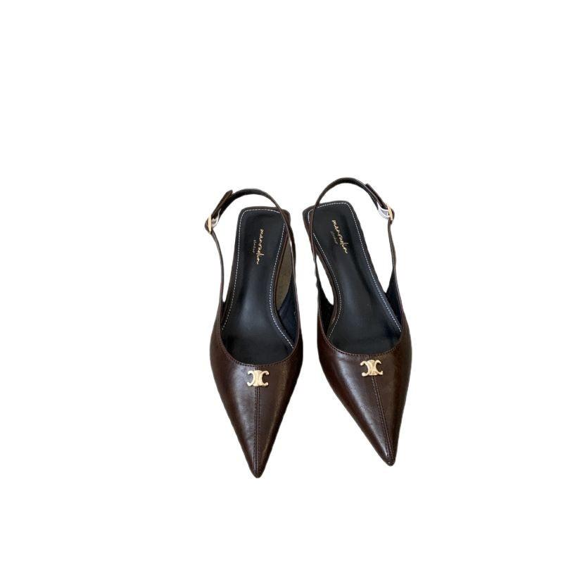 Francouzské černé temperamentní jehlové vysoké podpatky s mašlí sandály vílí boty 2025 nové jaro a léto špičaté lodičky